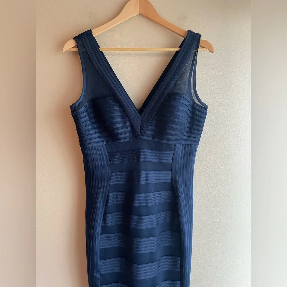JS Collections Women Navy Blue Maxi Dress Size 8 - Picture 2 of 15